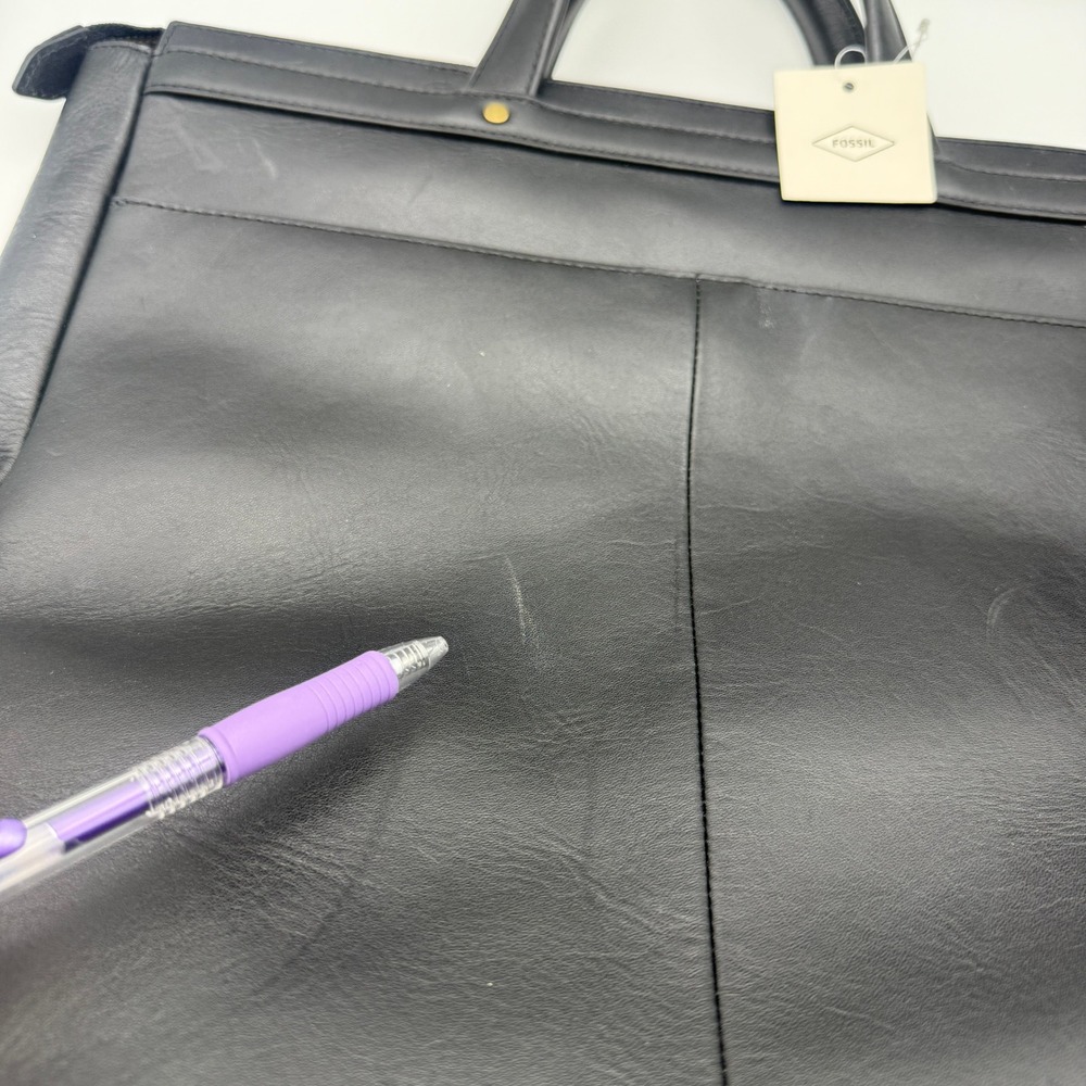 Fossil Haskell Workbag Black Leather Laptop Crossbody Tote Career Business - Picture 7 of 15